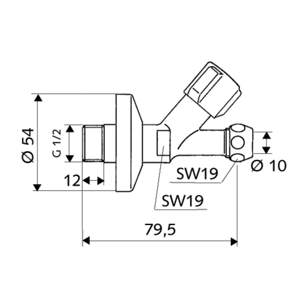 Schell Comfort Schrägsitzventil lange Bauform Rosette DN 15 G 1/2" Chrom... SCHELL-059030699 4021163107951 (Abb. 2)