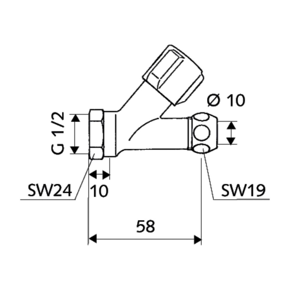 Schell Comfort Schrägsitzventil kurze Bauform Anschluss IG DN 15 G 1/2" Chrom... SCHELL-059110699 4021163108026 (Abb. 2)