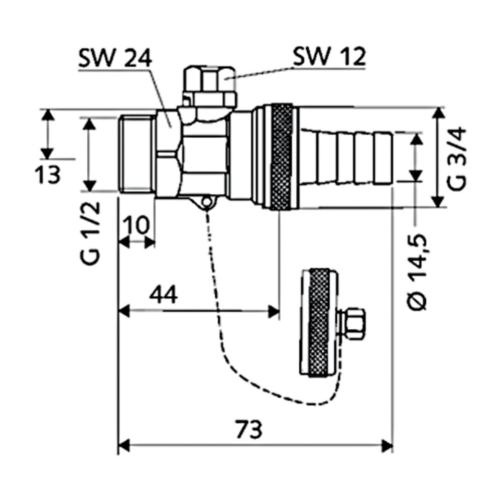 Schell F+E-Kugelhahn Schlauchverschraubung, 16 bar, 1/2", Mattchrom... SCHELL-139540399 4021163113068 (Abb. 2)