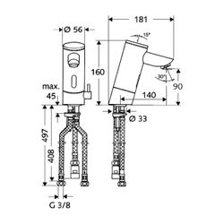 Schell Puris E ND-M Elektronische Waschtischarmatur, Mischwasser, langer Auslauf, Bat... SCHELL-010260699 4021163166613 (Abb. 1)