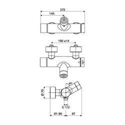 Schell Vitus VD-C-T/u Aufputz Duscharmatur, Mischwasser, CVD, Thermostat, Anschluss u... SCHELL-016140699 4021163157628 (Abb. 1)