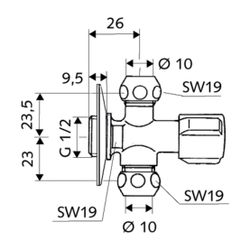 Schell Comfort Eckventil 2 x Abgänge DN 10 G 3/8", DN 15 G 1/2", Chrom... SCHELL-049910699 4021163106046 (Abb. 1)