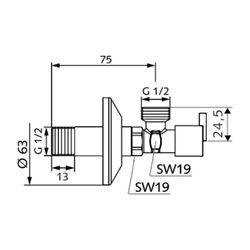 Schell Design Eckventil Pint regulierbar ohne Verschraubung DN 15 G 1/2" Chrom... SCHELL-054190699 4021163162127 (Abb. 1)