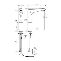 Schell Xeris E HD-K Elektronische Waschtischarmatur large, Kaltwasser, Batteriebetrie... SCHELL-012950699 4021163162073 (Abb. 1)