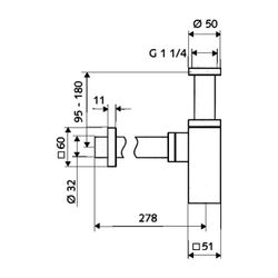 Schell Design-Siphon Quad Messingrosette mit Gleitring, G 1 1/4" d. 32mm,Chrom... SCHELL-015050699 4021163147711 (Abb. 1)