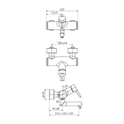 Schell Vitus VW-EH-M Aufputz Waschtischarmatur, Mischwasser, EHM, man. TD, 210mm Ausl... SCHELL-016530699 4021163158885 (Abb. 1)