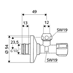 Schell Comfort Eckventil regulierbar, ASAG easy, DN 15 G 1/2" x1/2", d. 12mm, Chrom... SCHELL-049150699 4021163105346 (Abb. 1)