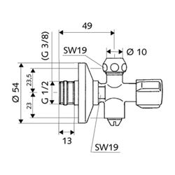 Schell Comfort Eckventil Entleerungsstutzen, ASAG easy, DN 15 G 1/2", Chrom... SCHELL-049250699 4021163105674 (Abb. 1)