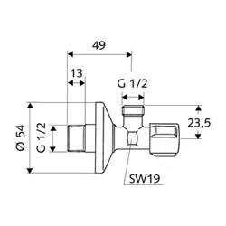 Schell Comfort Eckventil regulierbar, ohne Verschraubung, DN 15 G 1/2" x1/2", Chrom... SCHELL-052170699 4021163107593 (Abb. 1)