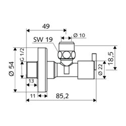 Schell Design Eckventil Pint regulierbar, DN 15 G 1/2", Chrom... SCHELL-053900699 4021163154504 (Abb. 1)