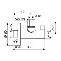 Schell Design Eckventil Wing regulierbar, DN 15 G 1/2", Chrom... SCHELL-053920699 4021163154610 (Abb. 1)