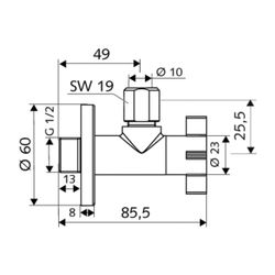 Schell Design Eckventil 4Wing regulierbar, DN 15 G 1/2", Chrom... SCHELL-053930699 4021163154603 (Abb. 1)