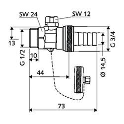 Schell F+E-Kugelhahn Schlauchverschraubung, 16 bar, 1/2", Mattchrom... SCHELL-139540399 4021163113068 (Abb. 1)