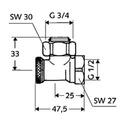 Schell Einzel-Anschlussventil, Eckform absperrbar, 3/4" Überwurfmutter x 1/2" IG, Mat... SCHELL-141820499 4021163133844 (Abb. 1)