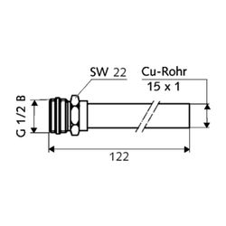 Schell Anschlussnippel Therm 1/2" 120mm d. 15 x 1mm ASAG easy, Mattchrom... SCHELL-165400399 4021163130140 (Abb. 1)