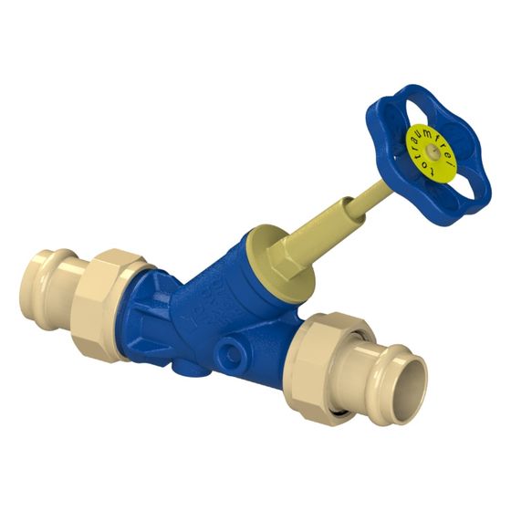 Schlösser Freistromventil Blue-tec mit Pressanschluss AG MULTI, ohne Entleerung und mit steigender Spindel, DN 25, Press-D 28mm