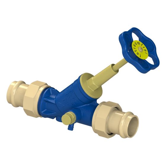 Schlösser Freistromventil Blue-tec mit Pressanschluss AG, Entleerung und steigender Spindel, DN 40, Press-D 42mm, DVGW-geprüft