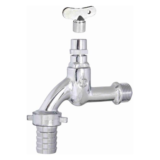Schlösser Auslaufventil mit Messing-Schlauchverschraubung, Steckschlüssel-Oberteil u. Steckschlüssel, 3/4
