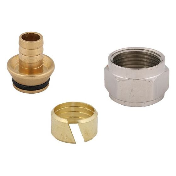 Schlösser Set aus zwei Klemmverschraubungen für Kunststoffrohr, D 14mm, verchromt