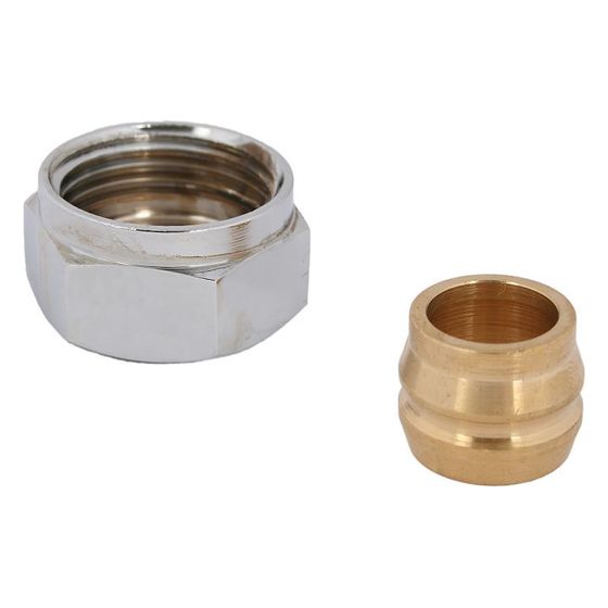 Schlösser Set aus zwei Klemmverschraubungen für Kupferrohr, Weichrohr und Stahlrohr, D 16mm, verchromt