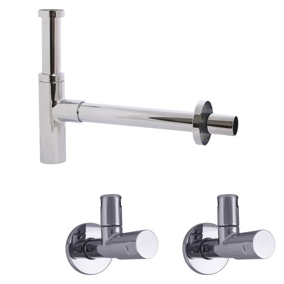 Schlösser Siphon Style de Luxe plus Set 2 Design-Eckventile, Mattschwarz