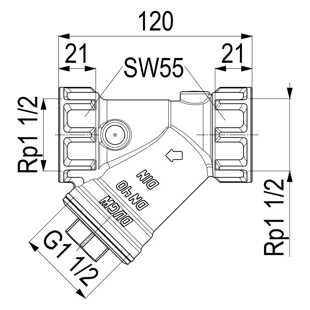 Schlösser Schmutzfänger mit Muffenanschluss, ohne Entleerung, DN 40, 1 1/2" I... SCHLOESSER-0010254000001 4044997159224 (Abb. 3)