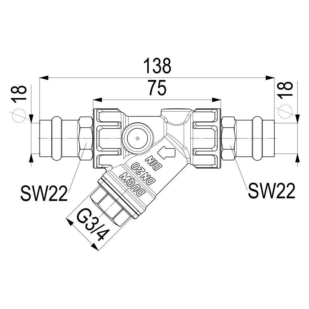 Schlösser Schmutzfänger mit Pressanschluss IG, ohne Entleerung, DN 20, Press-... SCHLOESSER-0010281800001 4044997159255 (Abb. 3)