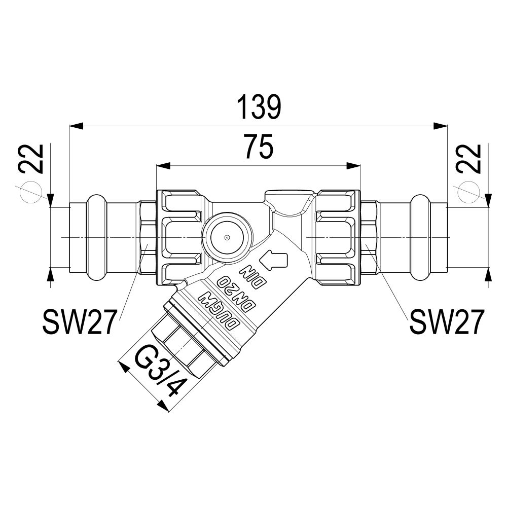Schlösser Schmutzfänger mit Pressanschluss IG, ohne Entleerung, DN 20, Press-... SCHLOESSER-0010282200001 4044997159262 (Abb. 2)