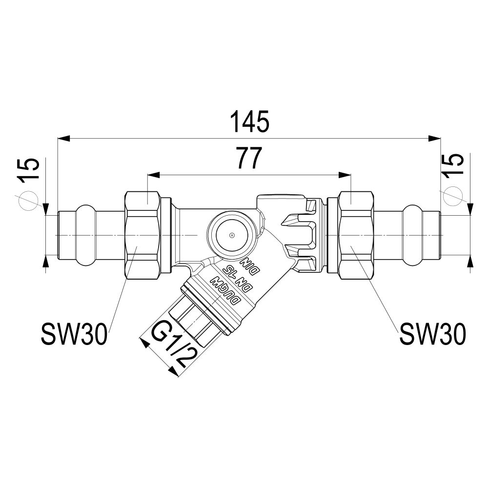 Schlösser Schmutzfänger mit Pressanschluss AG, ohne Entleerung, DN 15, Press-... SCHLOESSER-0010821500001 4044997159507 (Abb. 3)