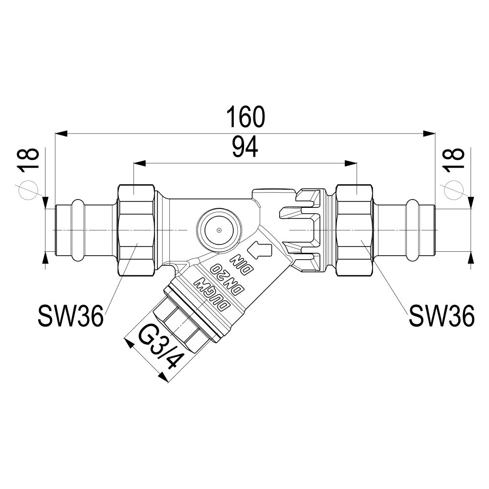 Schlösser Schmutzfänger mit Pressanschluss AG, ohne Entleerung, DN 20, Press-... SCHLOESSER-0010821800001 4044997159514 (Abb. 3)