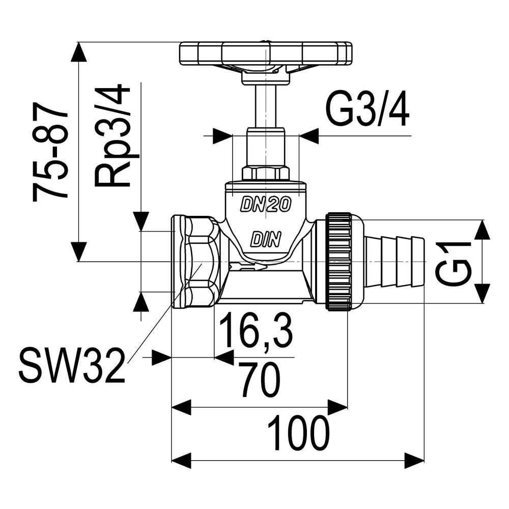Schlösser Kesselentleerventil, DN 20, Eingang mit 3/4" IG, Ausgang 1" mit Sch... SCHLOESSER-0011202000001 4044997110874 (Abb. 2)