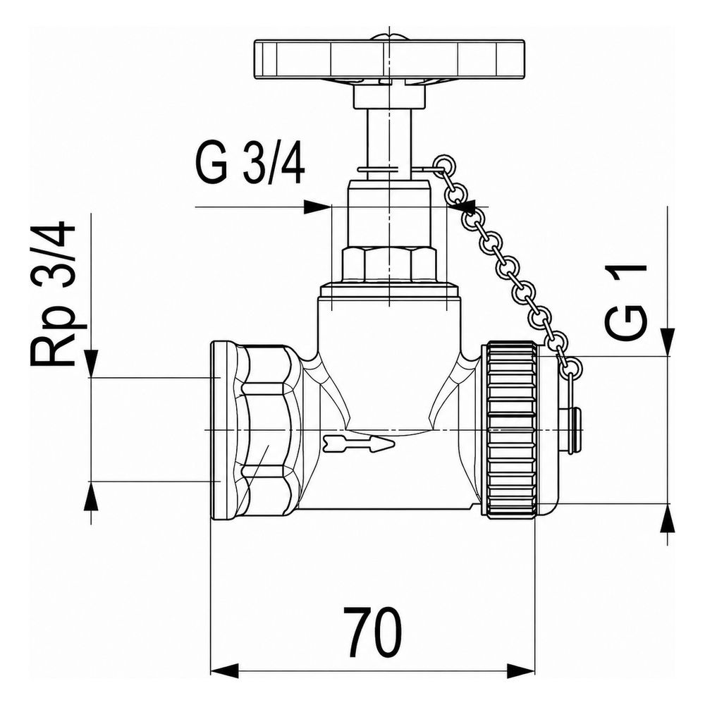 Schlösser Kesselentleerventil, DN 20, Eingang mit 3/4" IG, Ausgang 1" mit Kap... SCHLOESSER-0011302000001 4044997110959 (Abb. 2)