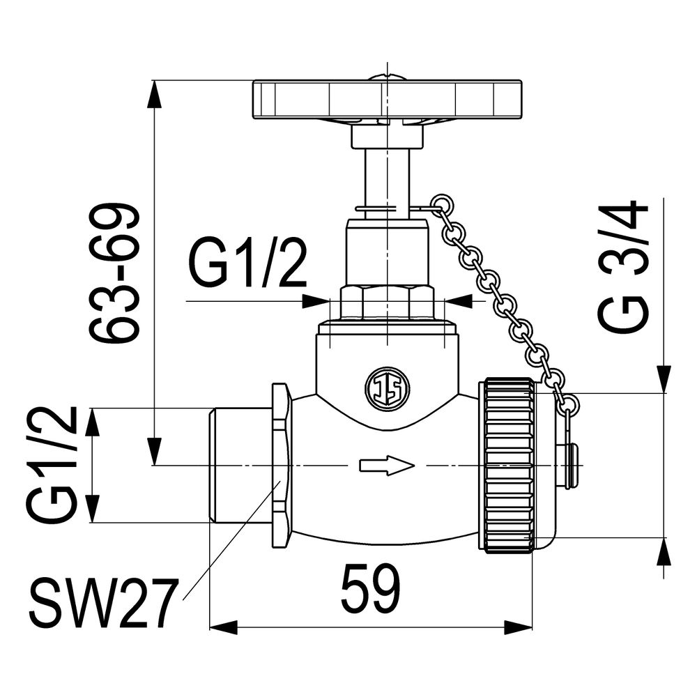 Schlösser Kesselentleerventil, DN 15, Eingang mit 1/2" AG, Ausgang 3/4" mit K... SCHLOESSER-0011361500001 4044997111024 (Abb. 2)