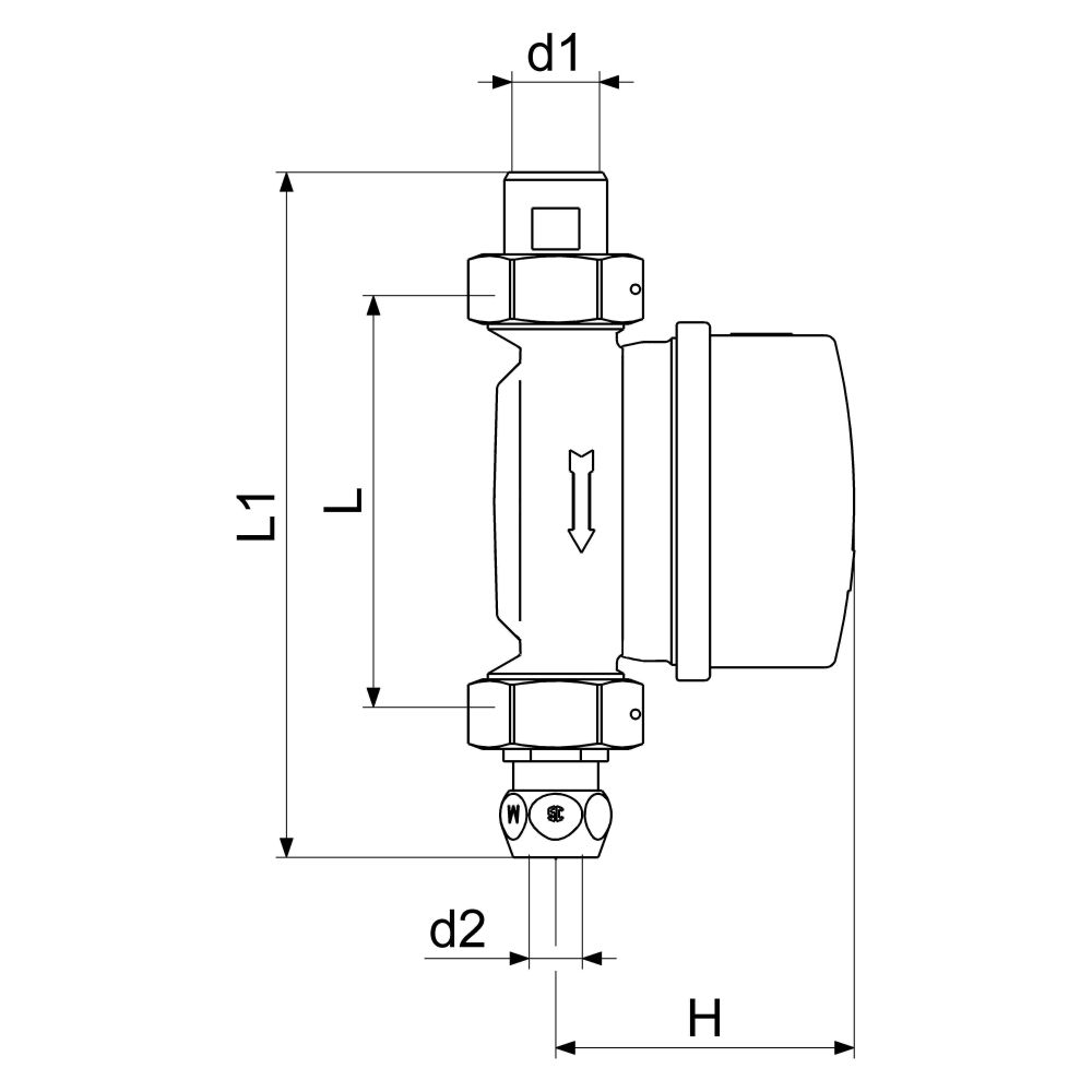 Schlösser Waschtischzähler Bauart WETW, für KW bis 90 Grad C, Q3 2,5m3/h, Ein... SCHLOESSER-00125T0806001 4044997221693 (Abb. 2)