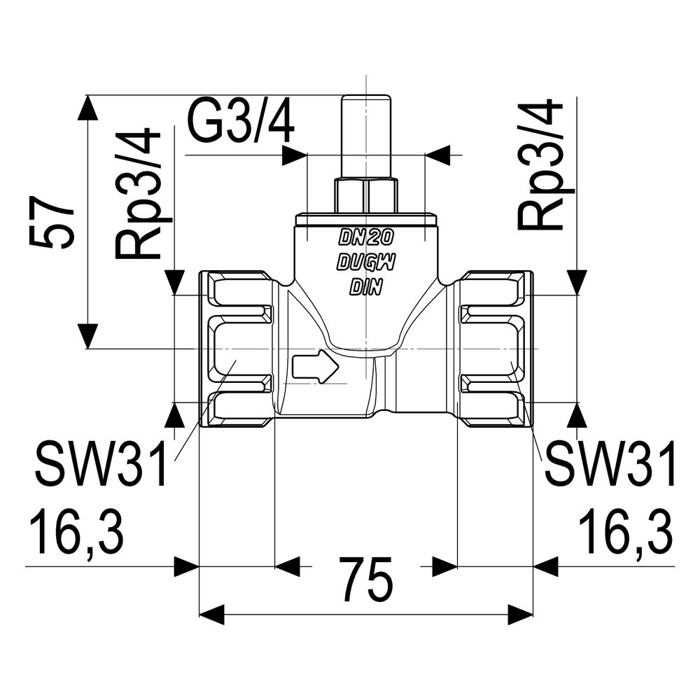 Schlösser Rückschlagventil mit Geradsitz und Muffenanschluss, DN 20, 3/4" IG... SCHLOESSER-0012052000001 4044997111192 (Abb. 2)