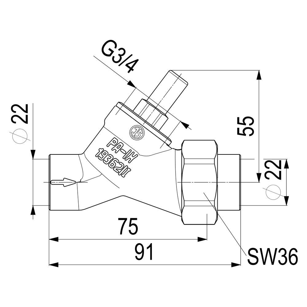 Schlösser Rückschlagventil mit Schrägsitz und Lötverschraubung, DN 15, Löt-D ... SCHLOESSER-0012202200001 4044997111390 (Abb. 2)