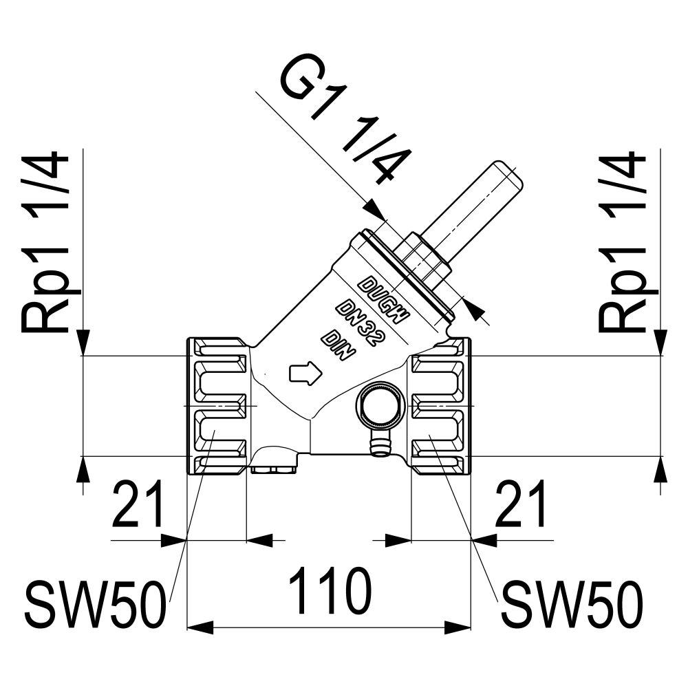 Schlösser Rückflussverhinderer mit Muffenanschluss und Entleerung, DN 32, 1 1... SCHLOESSER-0013303200001 4044997159736 (Abb. 2)