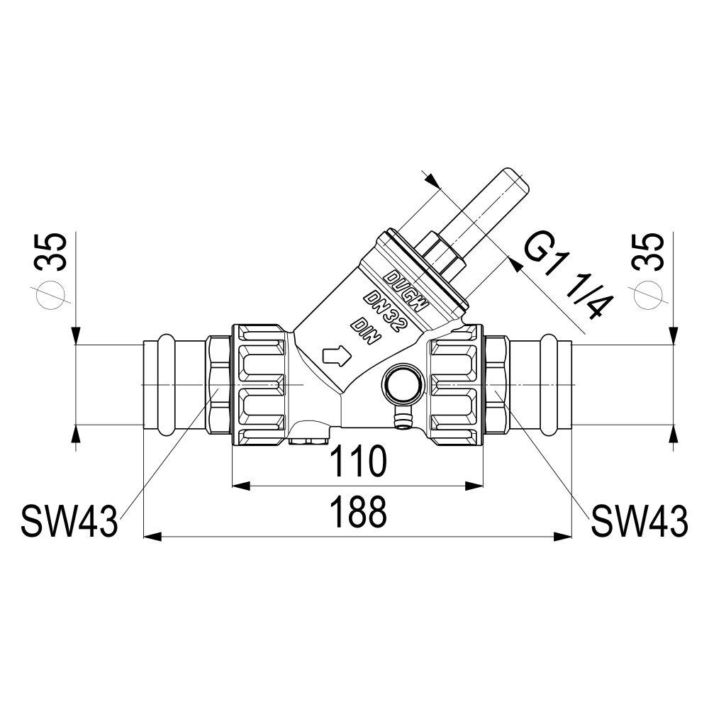 Schlösser Rückflussverhinderer mit Pressanschluss IG und Entleerung, DN 32, P... SCHLOESSER-0013383500001 4044997159804 (Abb. 2)