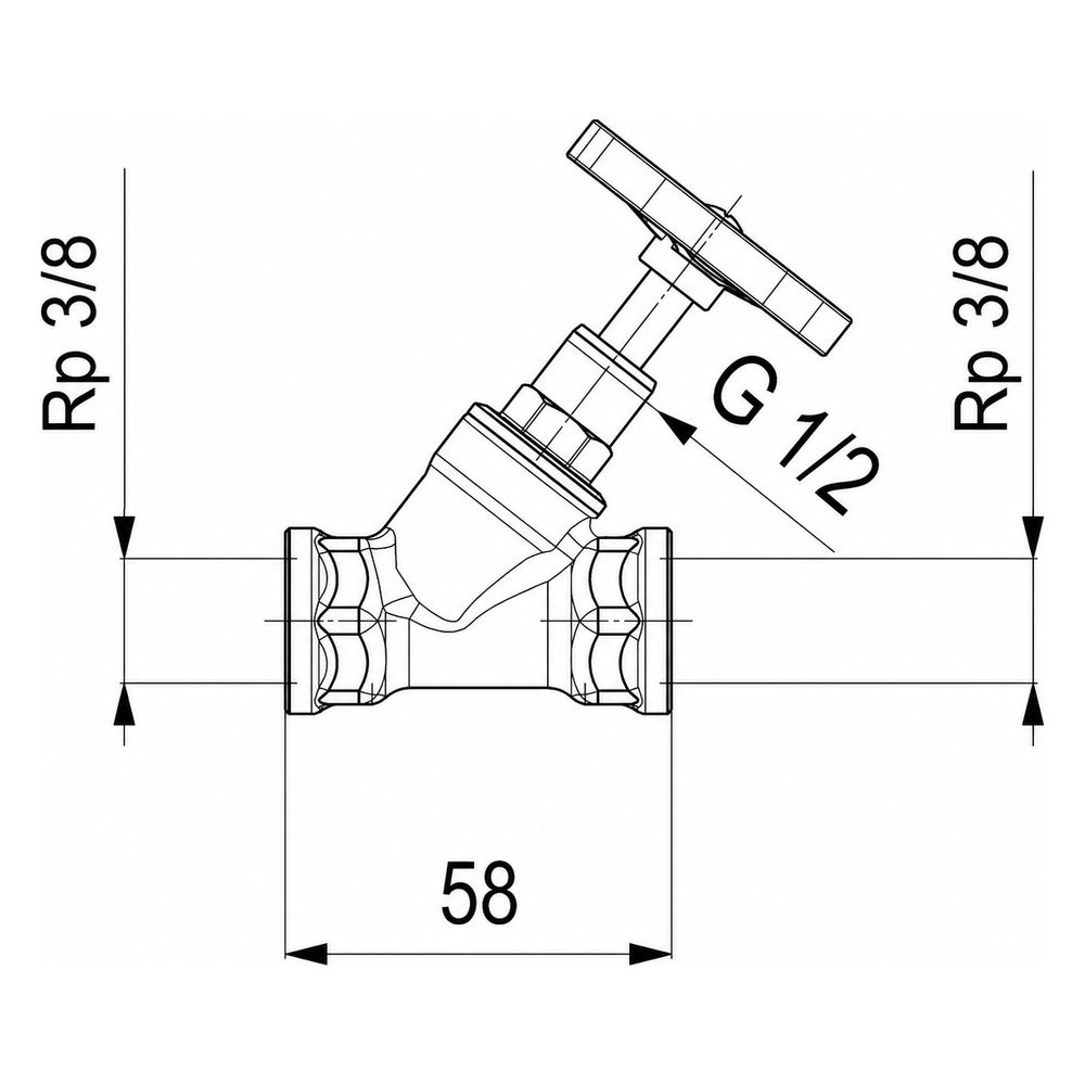 Schlösser Schrägsitzventil ohne Entleerung, mit steigender Spindel, DN 10, 3/... SCHLOESSER-0014051000001 4044997111482 (Abb. 3)