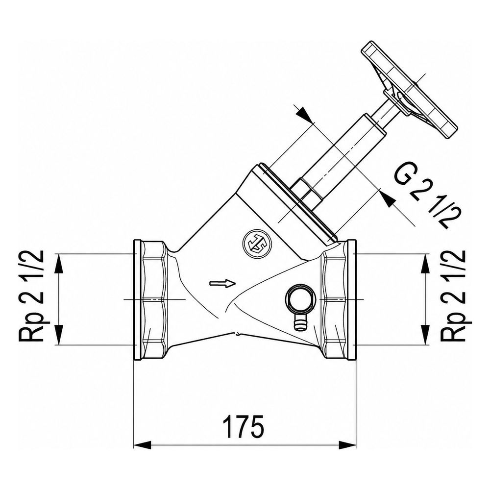 Schlösser Schrägsitzventil mit Entleerung und steigender Spindel, DN 65, 2 1/... SCHLOESSER-0014106500001 4044997112137 (Abb. 3)