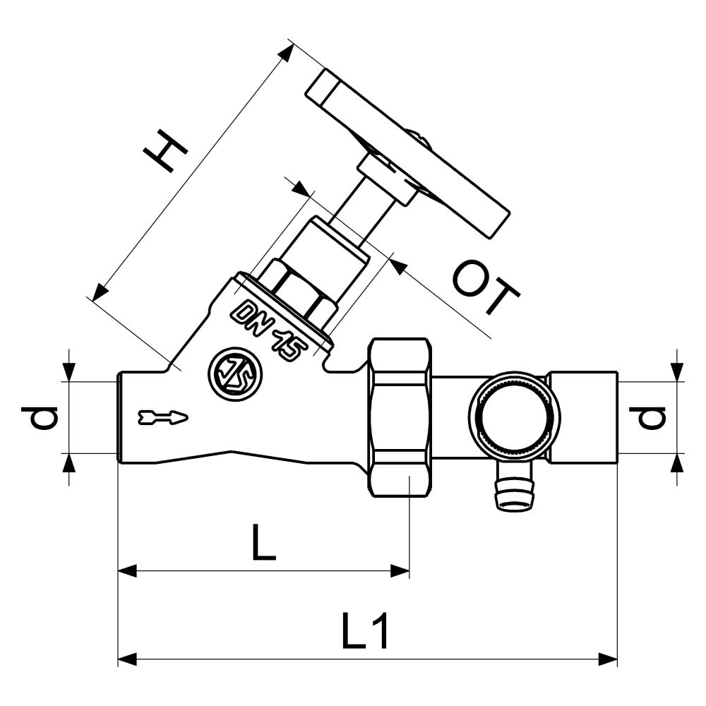 Schlösser Schrägsitzventil mit Entleerung in der Verschr., mit Lötverschr. im... SCHLOESSER-0014454200001 4044997112670 (Abb. 2)