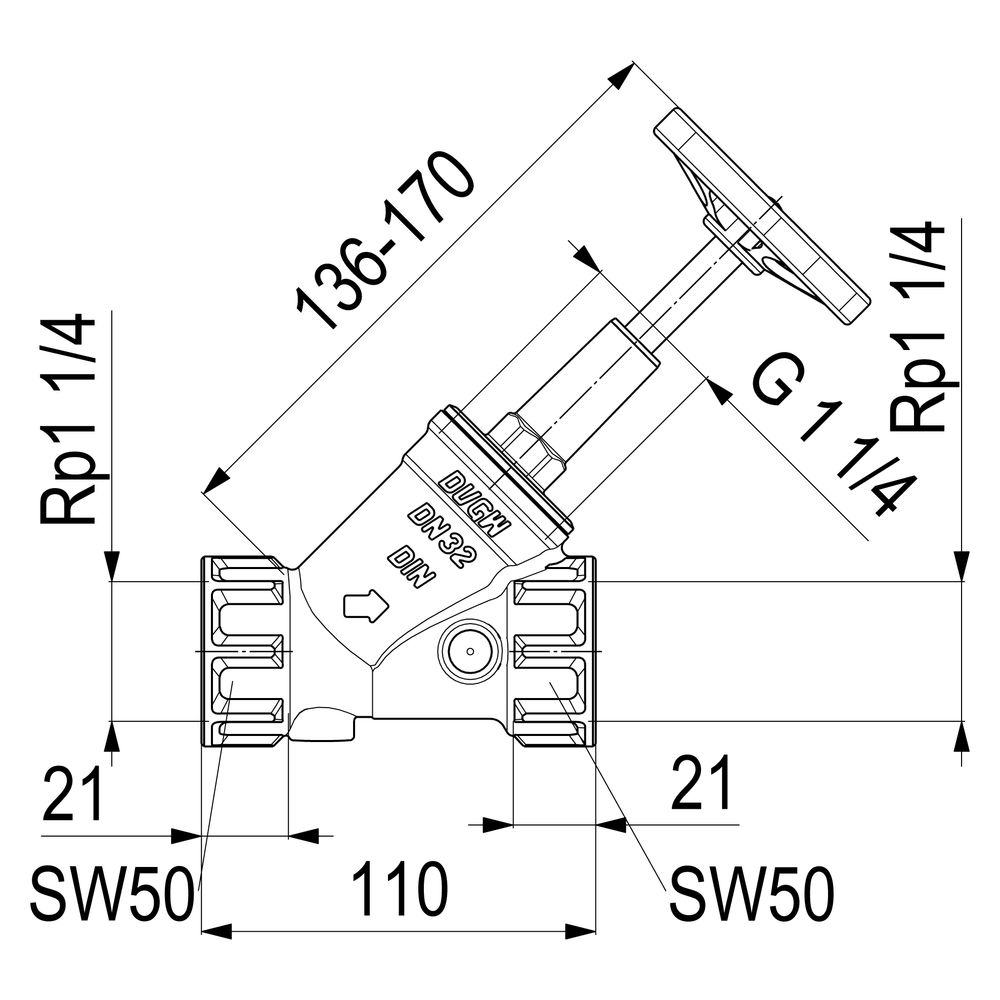 Schlösser Freistromventil mit Muffenanschluss, ohne Entleerung und mit steige... SCHLOESSER-0015053200001 4044997113608 (Abb. 2)