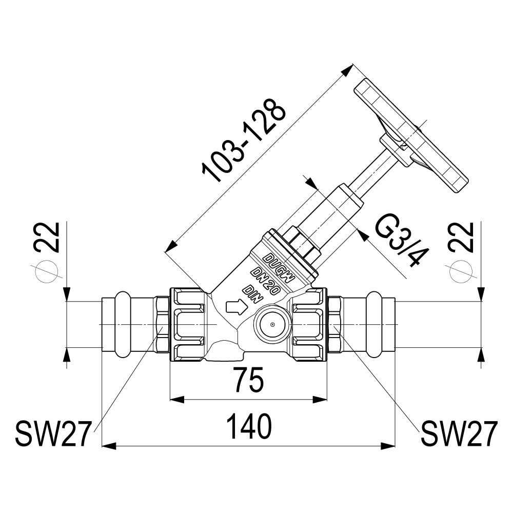 Schlösser Freistromventil Blue-tec mit Pressanschluss IG, ohne Entleerung und... SCHLOESSER-0015092200001 4044997170878 (Abb. 2)