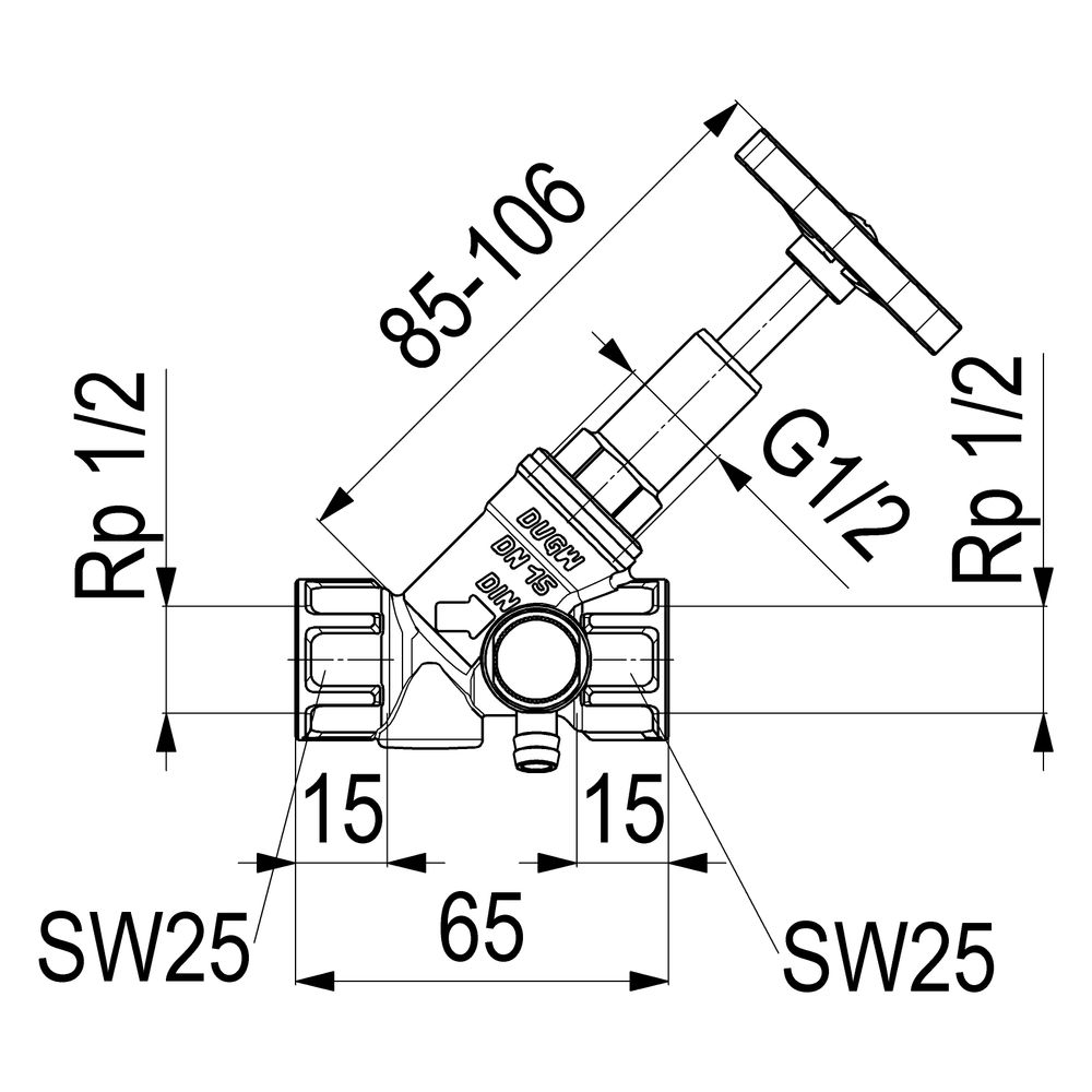 Schlösser Freistromventil Blue-tec mit Entleerung und steigender Spindel, DN ... SCHLOESSER-0015111500001 4044997114148 (Abb. 2)