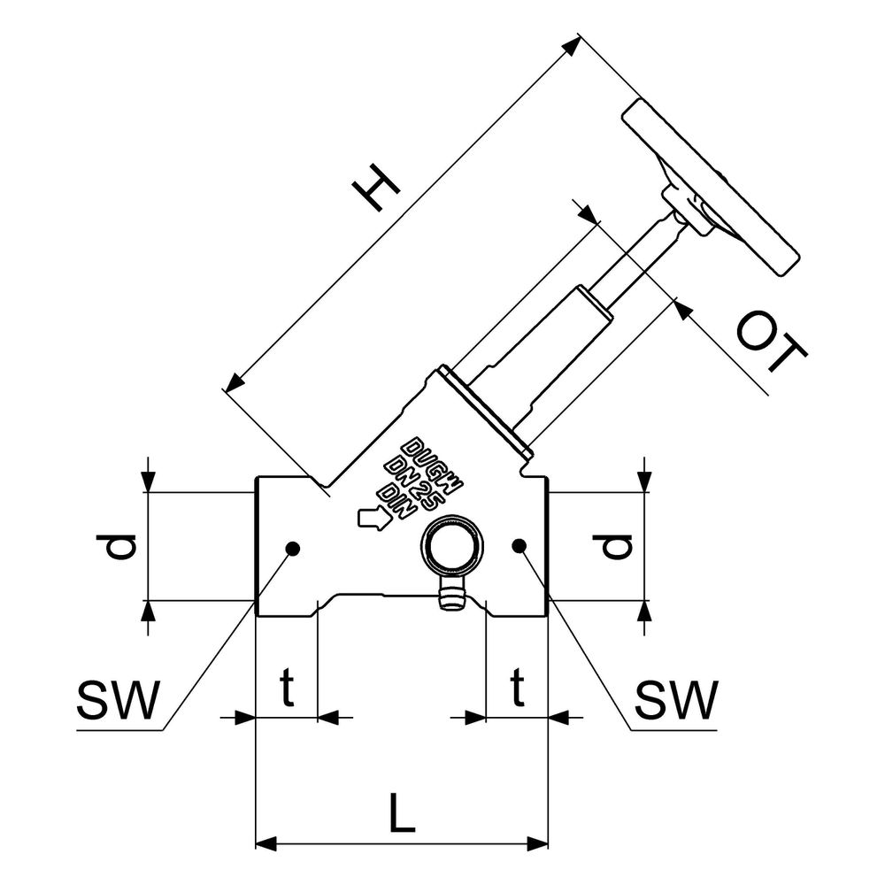 Schlösser Freistromventil Blue-tec mit Entleerung und steigender Spindel, DN ... SCHLOESSER-0015112500001 4044997114162 (Abb. 2)