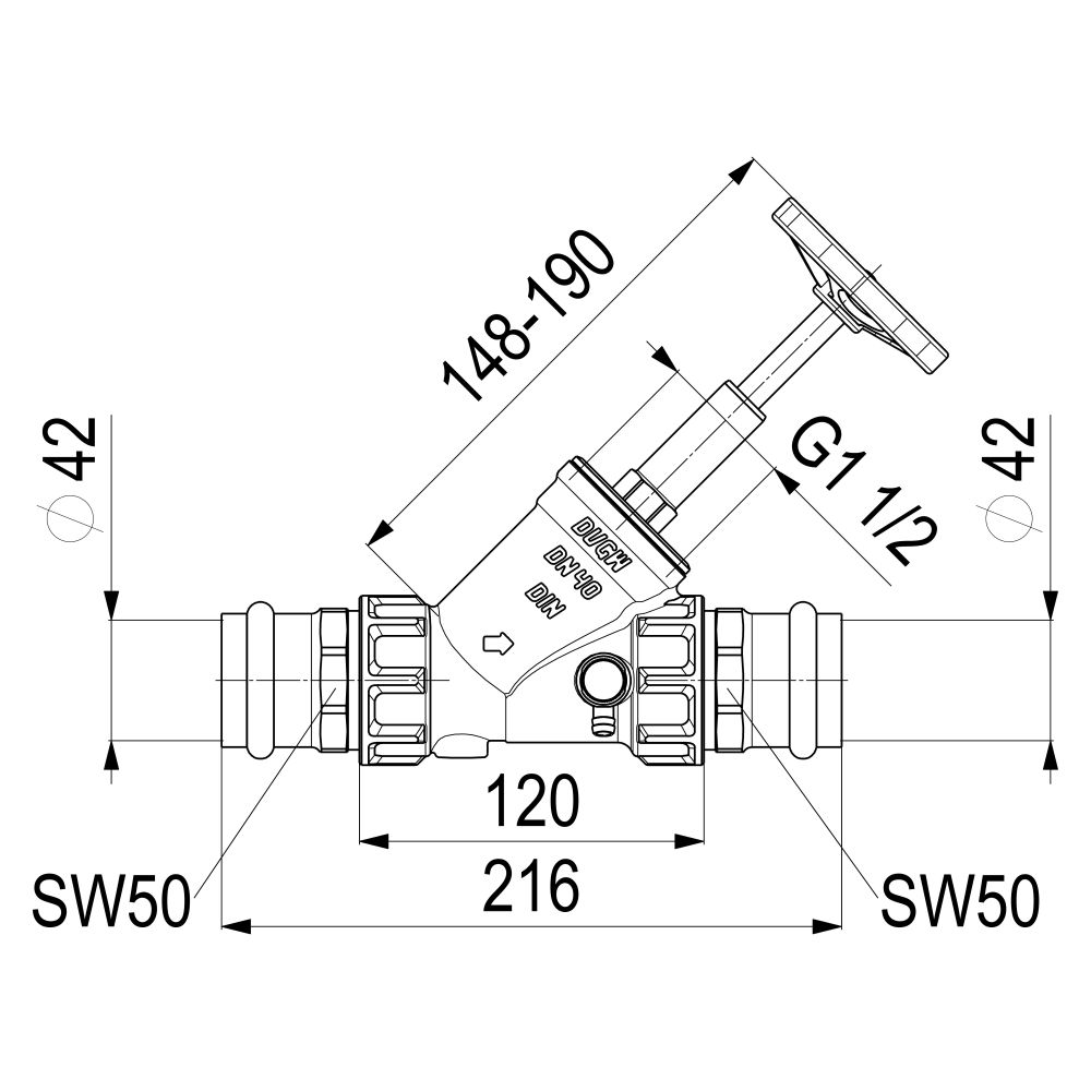 Schlösser Freistromventil mit Pressanschluss IG, Entleerung und steigender Sp... SCHLOESSER-0015184200001 4044997171004 (Abb. 2)