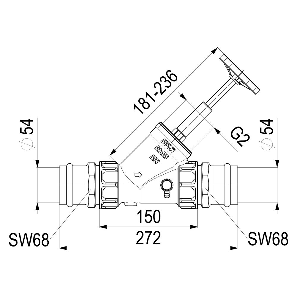 Schlösser Freistromventil mit Pressanschluss IG, Entleerung und steigender Sp... SCHLOESSER-0015185400001 4044997171011 (Abb. 2)