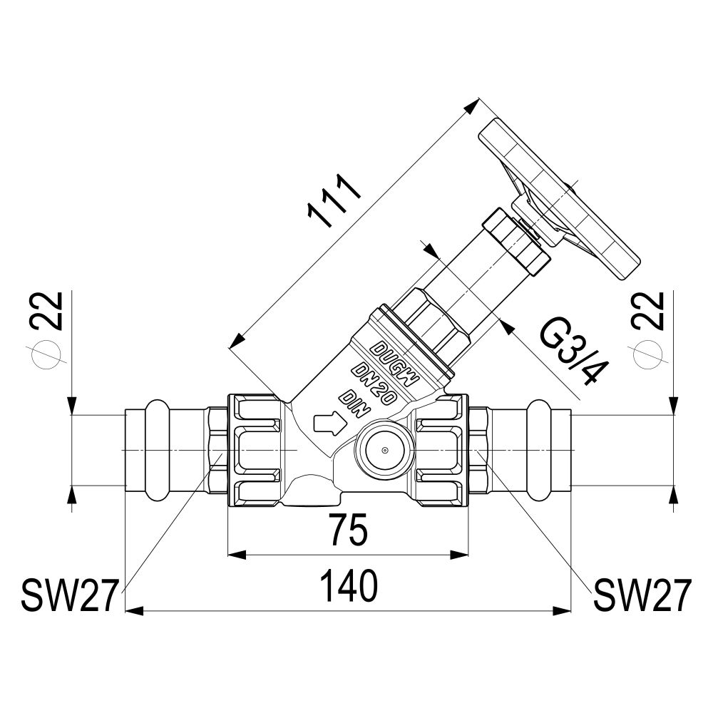 Schlösser Freistromventil mit Pressanschluss IG, ohne Entleerung und mit nich... SCHLOESSER-0015282200001 4044997171141 (Abb. 2)