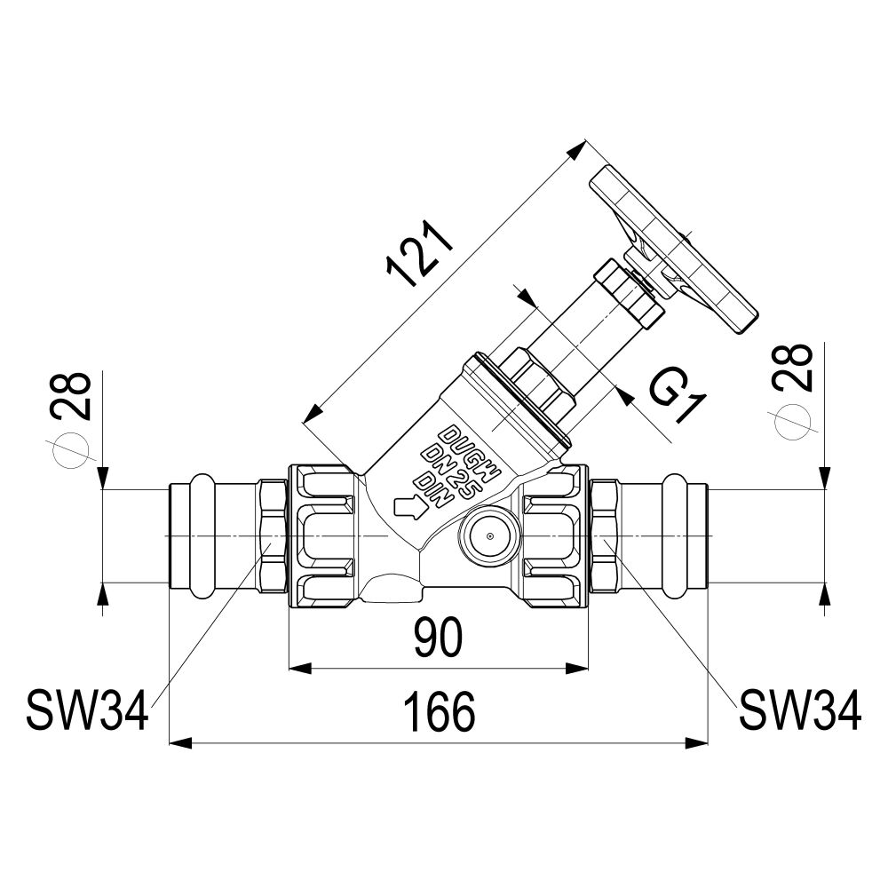 Schlösser Freistromventil mit Pressanschluss IG, ohne Entleerung und mit nich... SCHLOESSER-0015282800001 4044997171158 (Abb. 2)