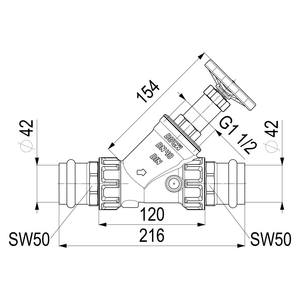 Schlösser Freistromventil mit Pressanschluss IG, ohne Entleerung und mit nich... SCHLOESSER-0015284200001 4044997171172 (Abb. 2)